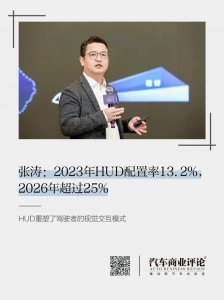 ​张涛：2023年HUD配置率13.2%，2026年超过25%